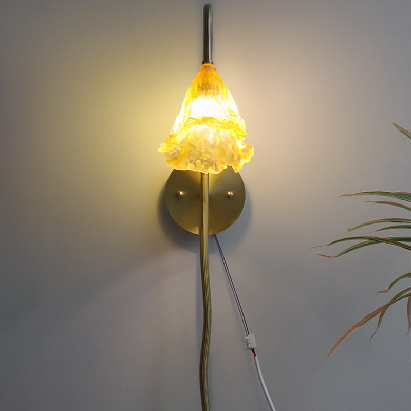 Long Flared Flower Glazed Wall Lamp