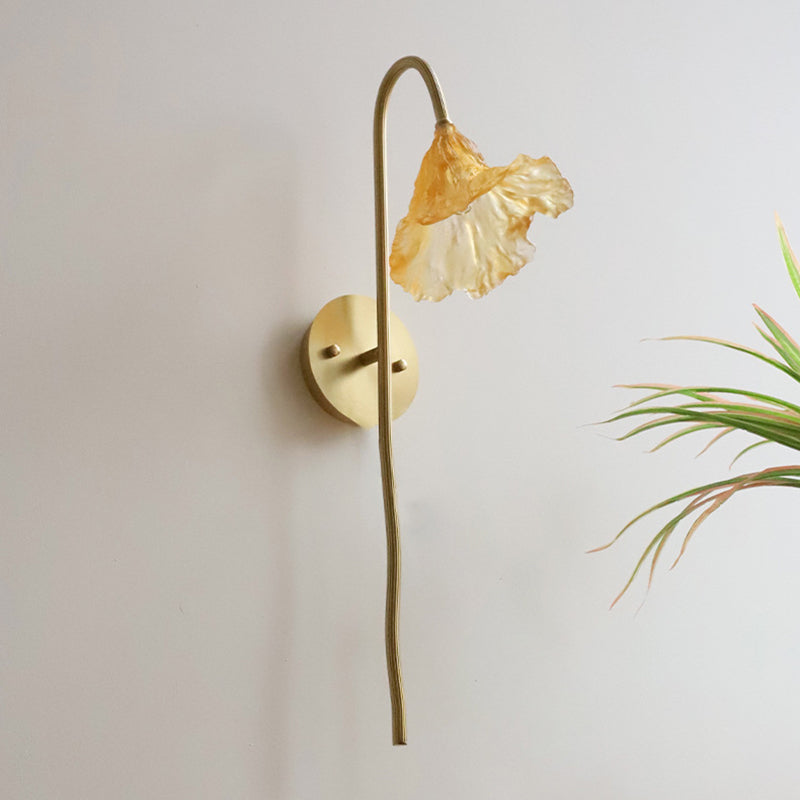 Long Flared Flower Glazed Wall Lamp