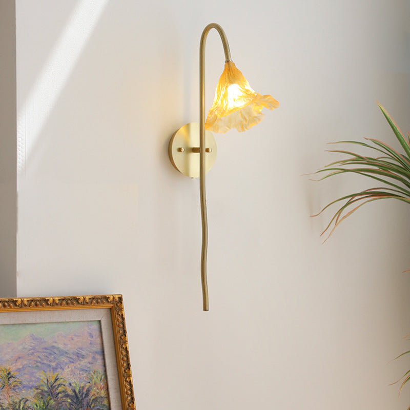 Long Flared Flower Glazed Wall Lamp
