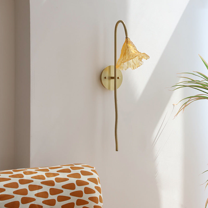 Long Flared Flower Glazed Wall Lamp