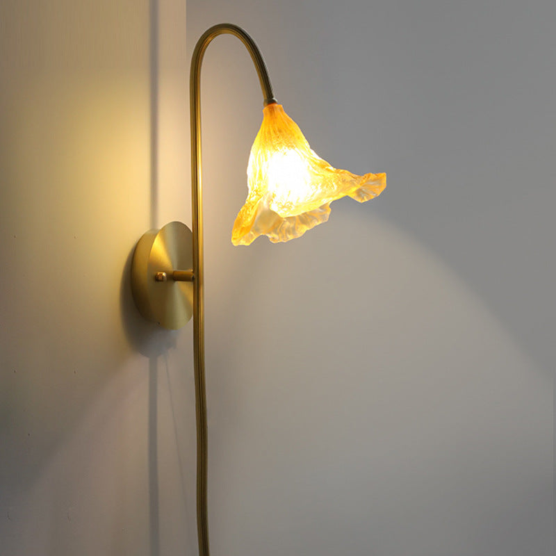 Long Flared Flower Glazed Wall Lamp