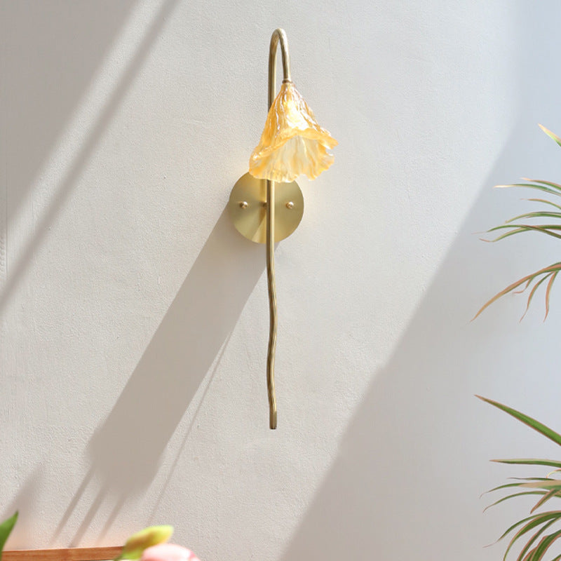 Long Flared Flower Glazed Wall Lamp