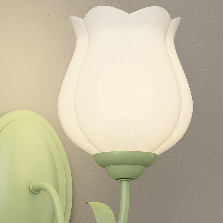 Floral Leaf Glass Iron Wall Lamp