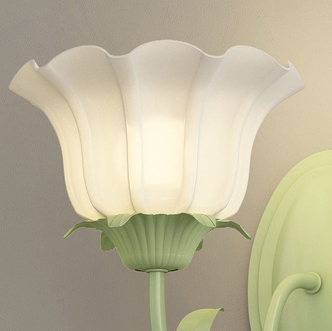 Floral Leaf Glass Iron Wall Lamp