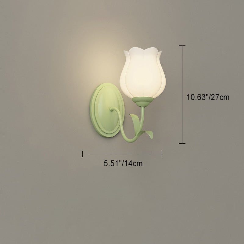 Floral Leaf Glass Iron Wall Lamp