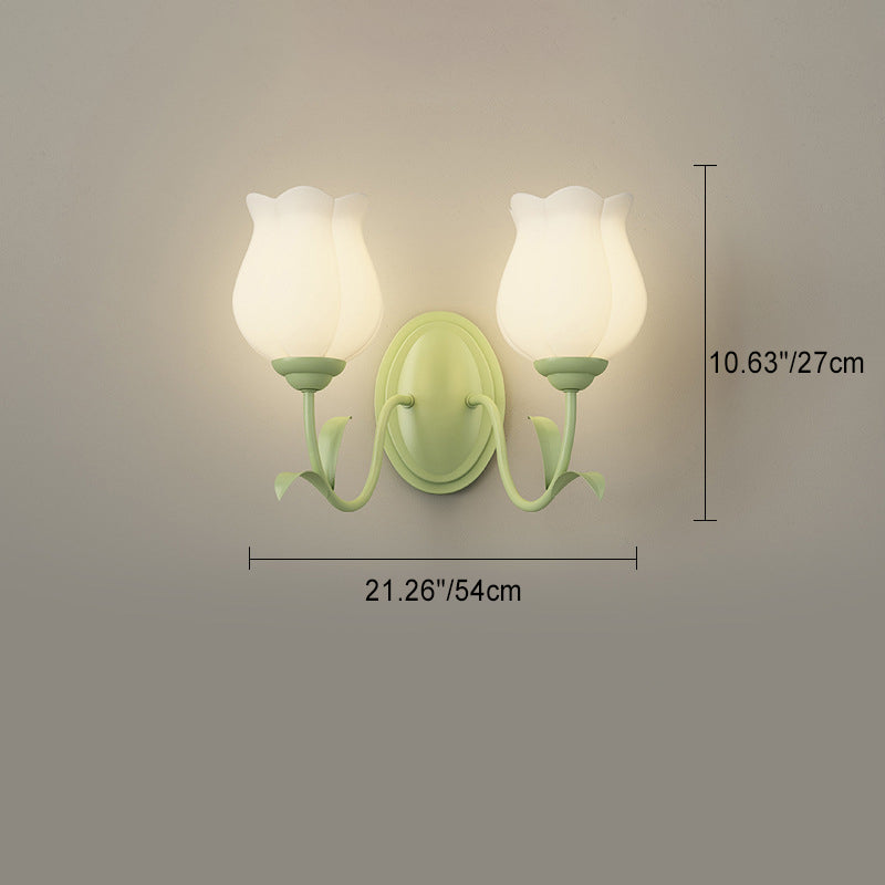 Floral Leaf Glass Iron Wall Lamp