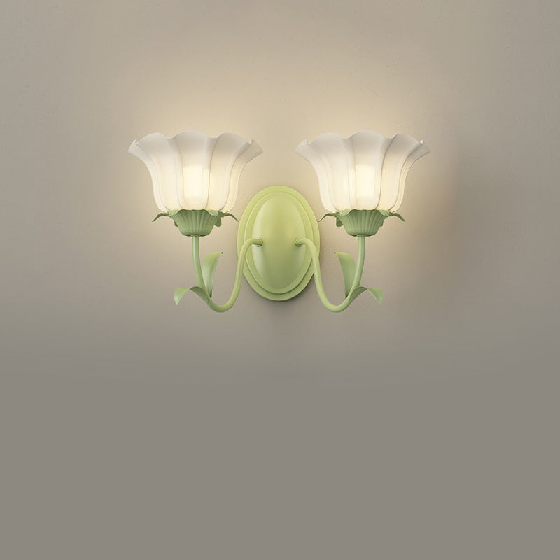 Floral Leaf Glass Iron Wall Lamp