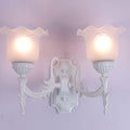 Floral Round Glass Iron 2-Light Wall Lamp