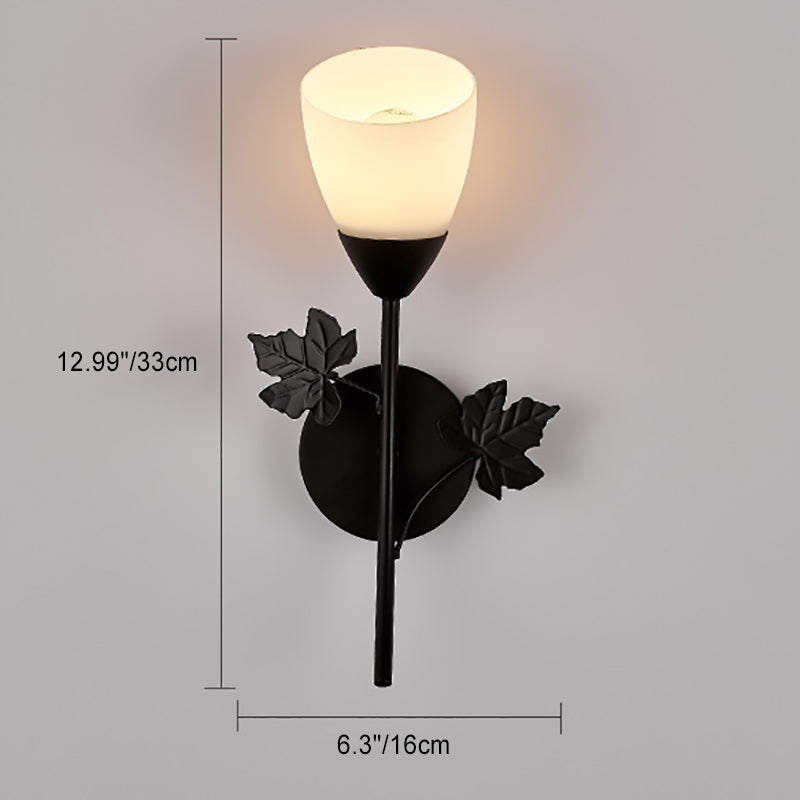 Round Leaf Glass Iron Wall Lamp