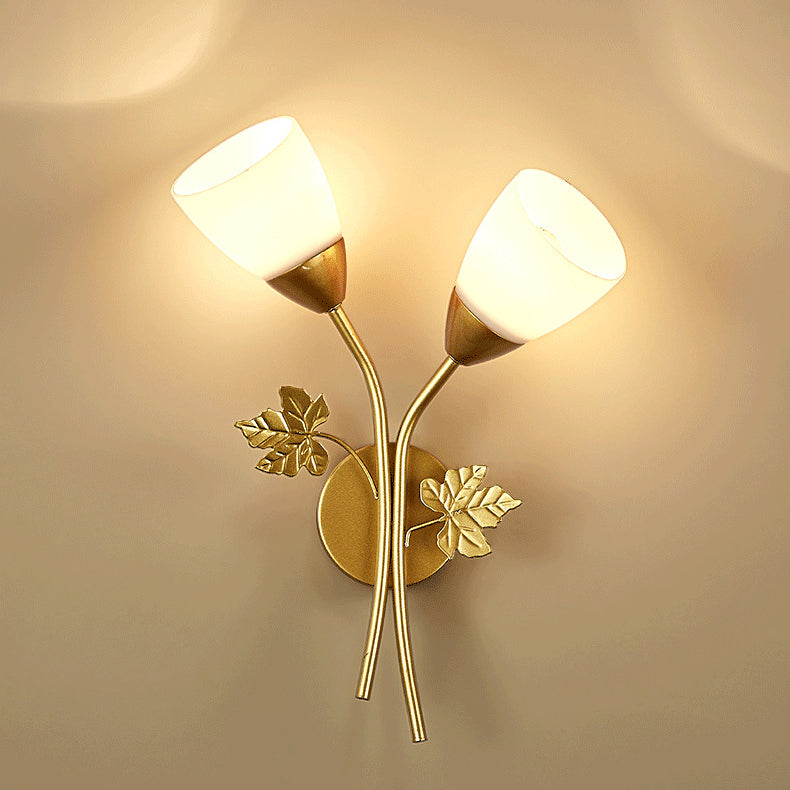 Round Leaf Glass Iron Wall Lamp