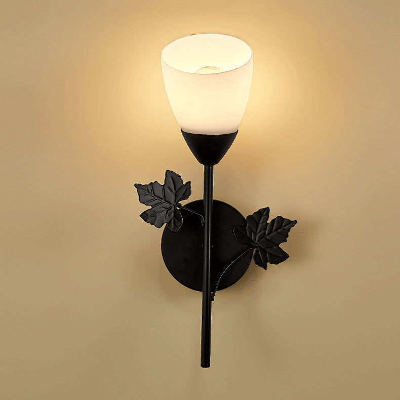 Round Leaf Glass Iron Wall Lamp