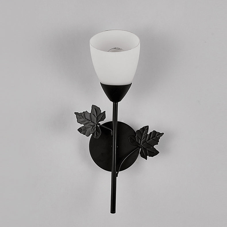 Round Leaf Glass Iron Wall Lamp