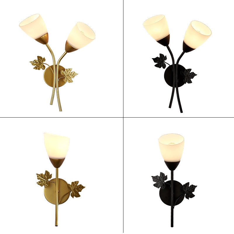 Round Leaf Glass Iron Wall Lamp