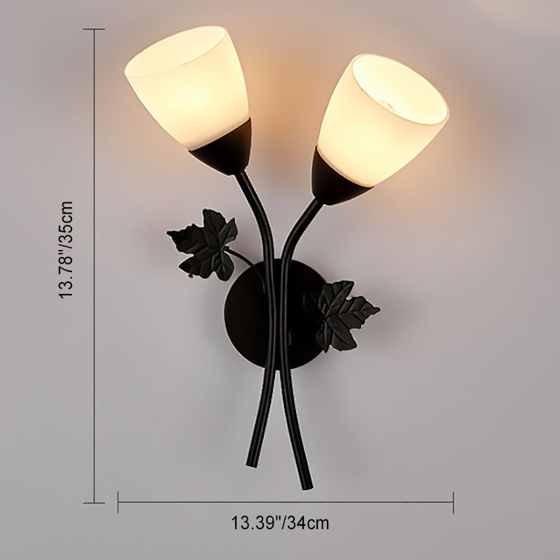 Round Leaf Glass Iron Wall Lamp