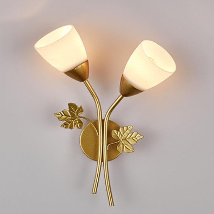 Round Leaf Glass Iron Wall Lamp
