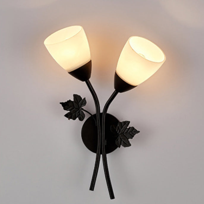 Round Leaf Glass Iron Wall Lamp