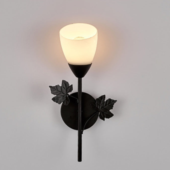 Round Leaf Glass Iron Wall Lamp