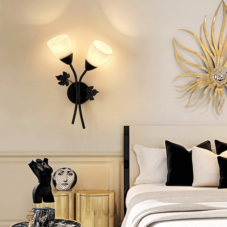 Round Leaf Glass Iron Wall Lamp