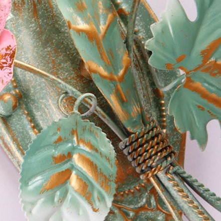 Rose Floral Glass Iron Wall Lamp