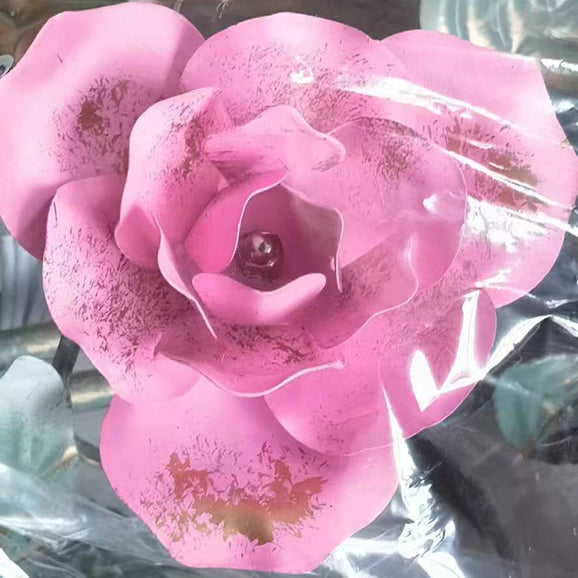Rose Floral Glass Iron Wall Lamp