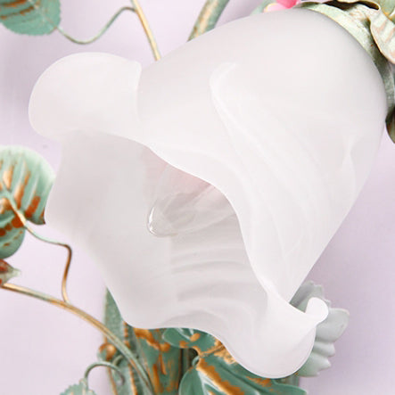 Rose Floral Glass Iron Wall Lamp