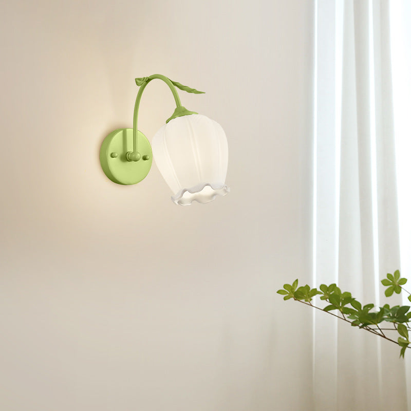 Floral Round Curved Glass Wall Lamp