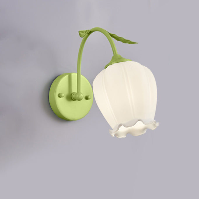 Floral Round Curved Glass Wall Lamp