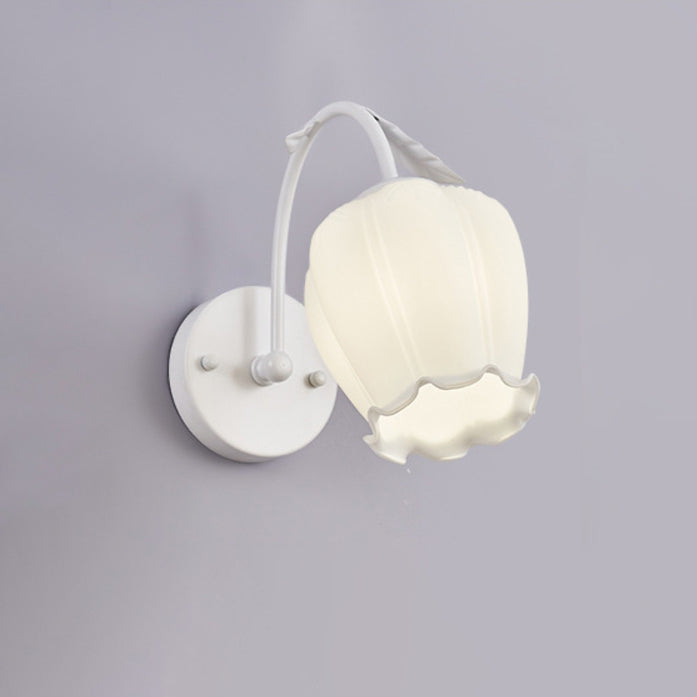 Floral Round Curved Glass Wall Lamp