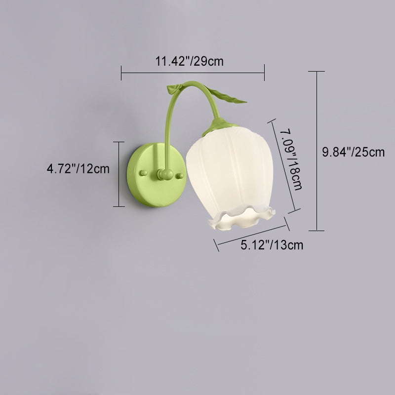 Floral Round Curved Glass Wall Lamp