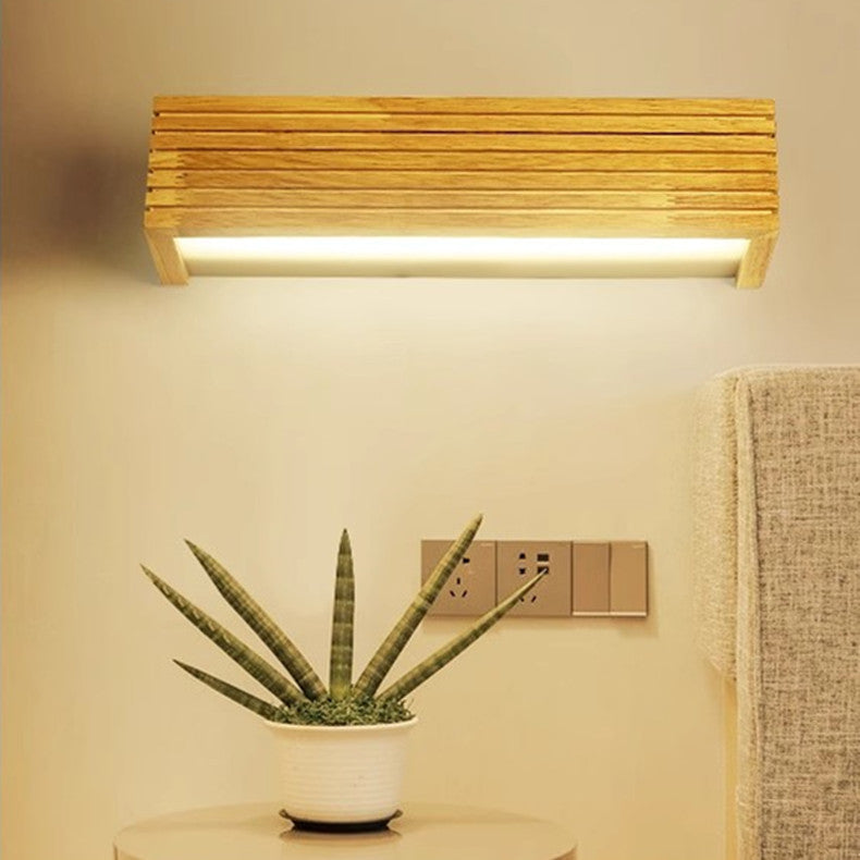 Rectangle Strip Acrylic Wood Wall Lamp
