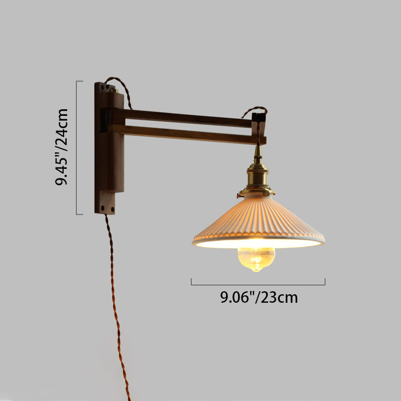 Conical Folding Retractable Ceramic Wall Lamp