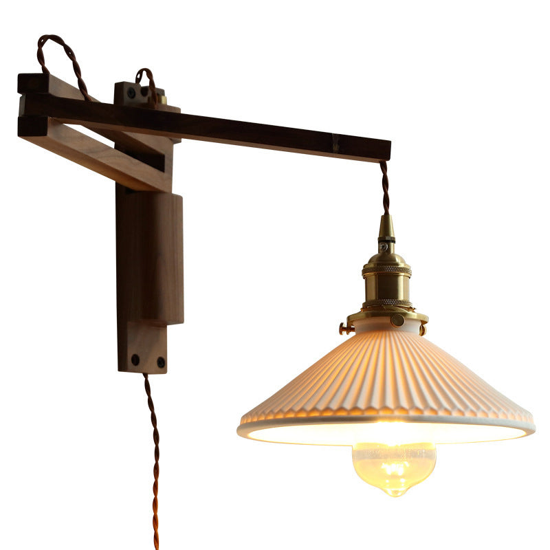 Conical Folding Retractable Ceramic Wall Lamp