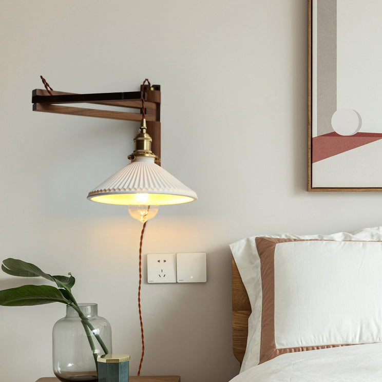 Conical Folding Retractable Ceramic Wall Lamp