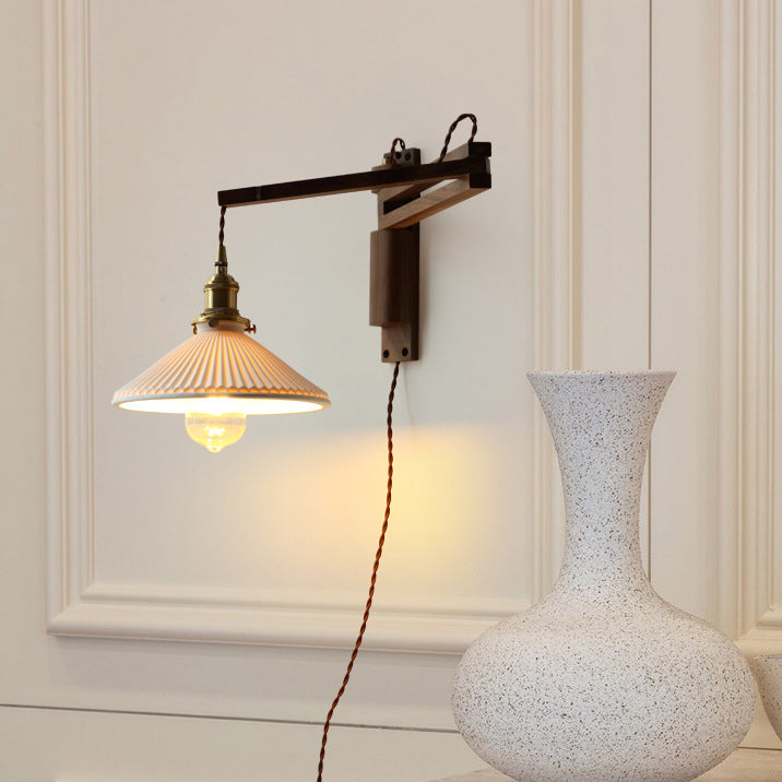 Conical Folding Retractable Ceramic Wall Lamp