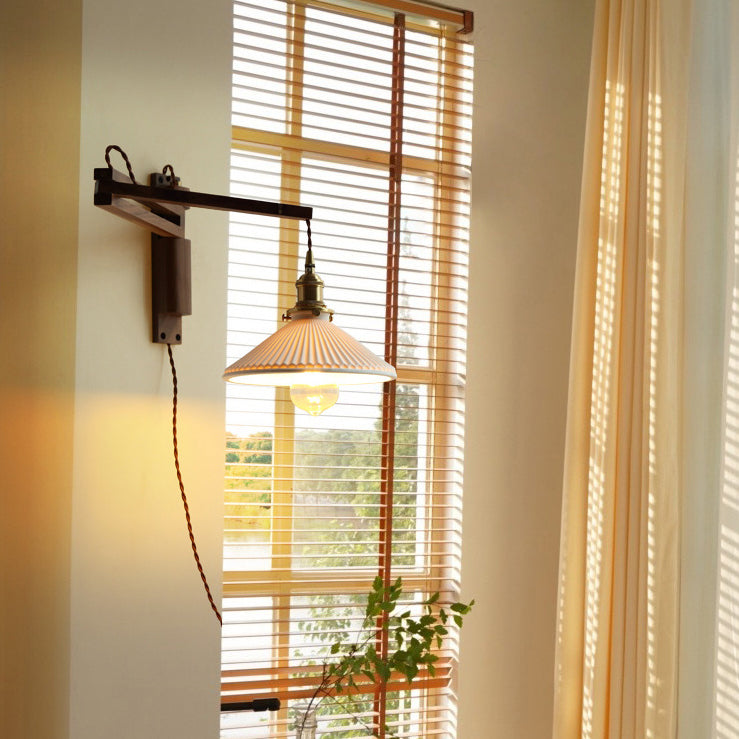 Conical Folding Retractable Ceramic Wall Lamp