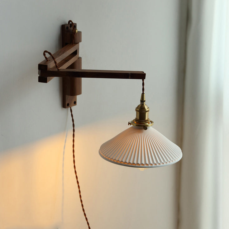 Conical Folding Retractable Ceramic Wall Lamp