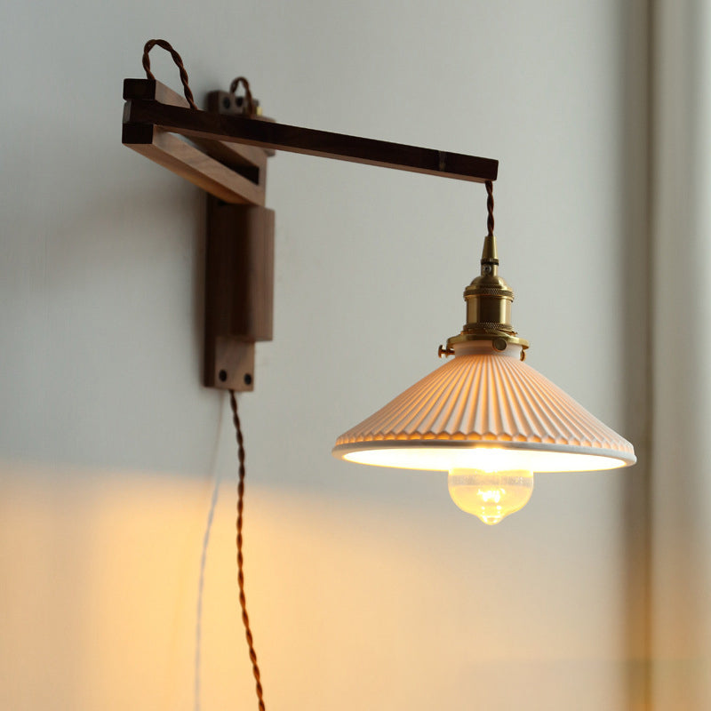 Conical Folding Retractable Ceramic Wall Lamp