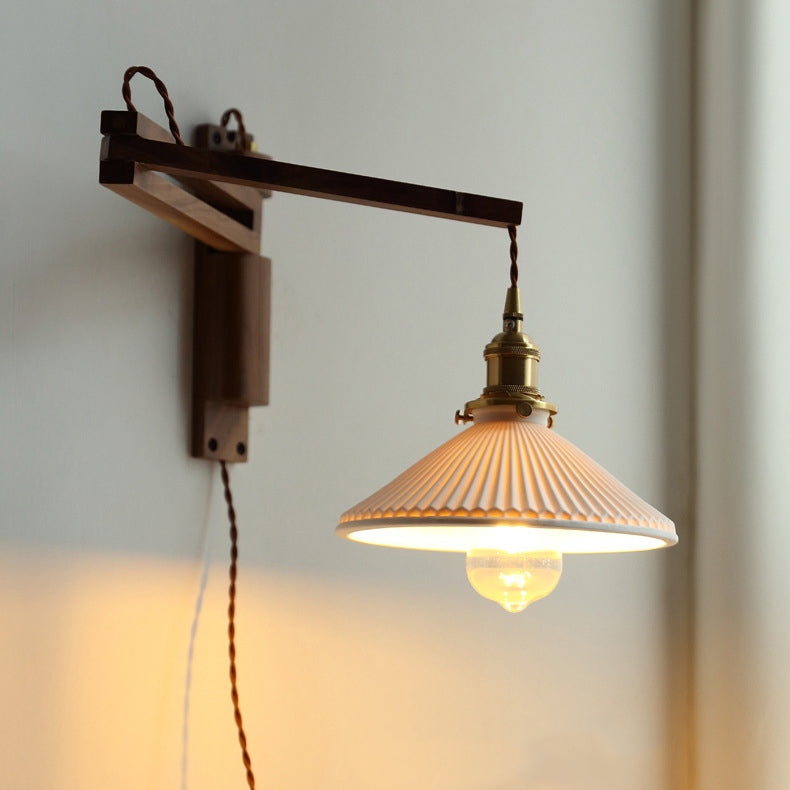 Conical Folding Retractable Ceramic Wall Lamp