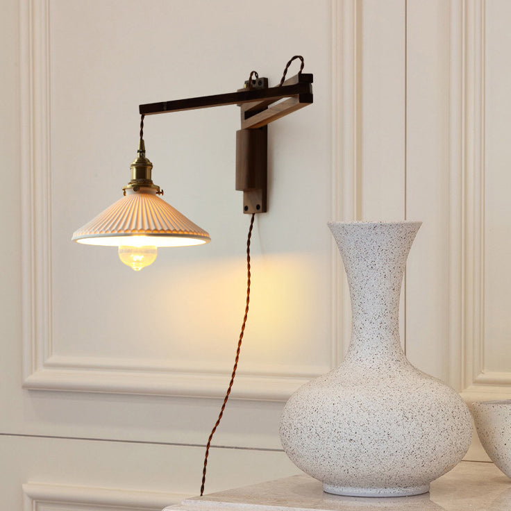 Conical Folding Retractable Ceramic Wall Lamp