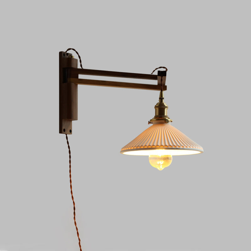 Conical Folding Retractable Ceramic Wall Lamp
