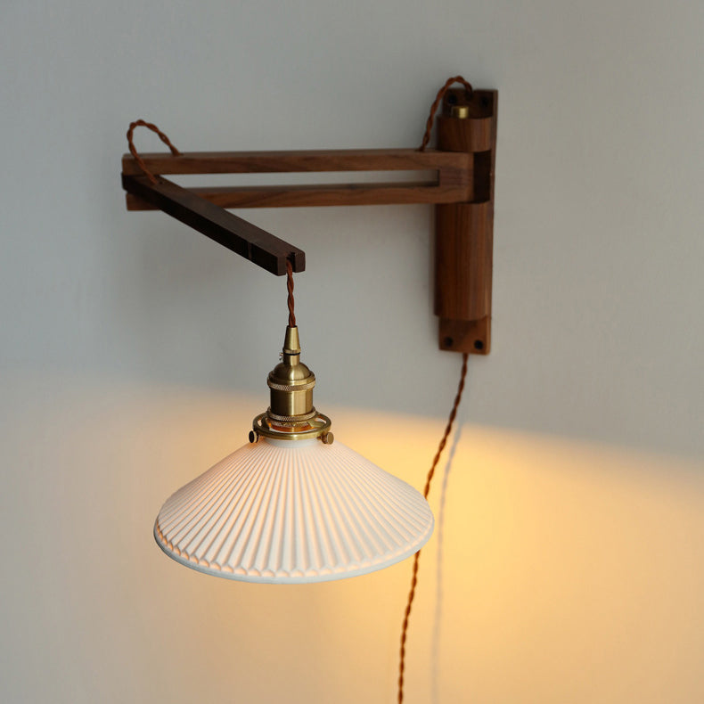 Conical Folding Retractable Ceramic Wall Lamp