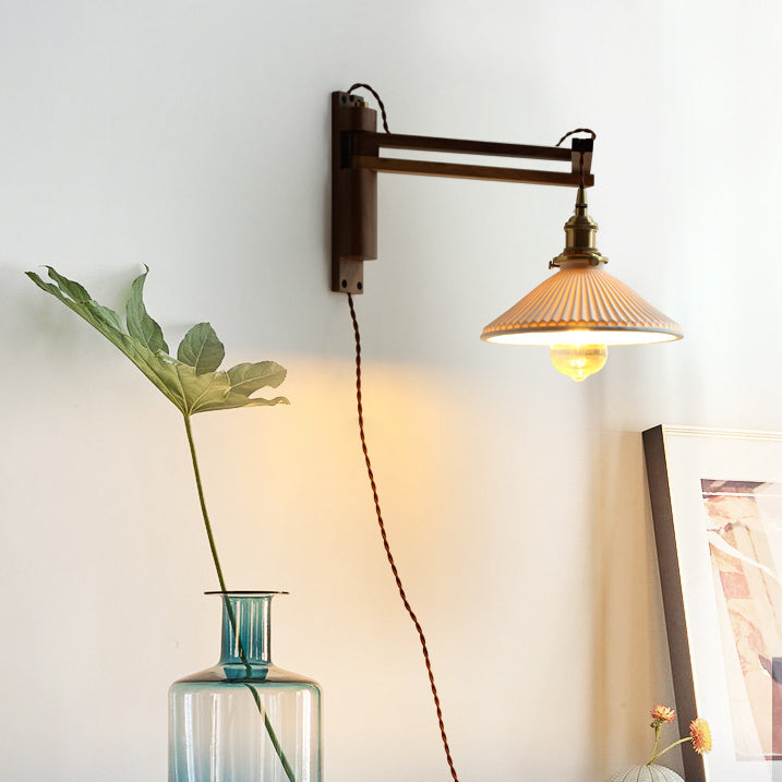 Conical Folding Retractable Ceramic Wall Lamp