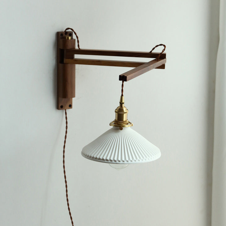 Conical Folding Retractable Ceramic Wall Lamp