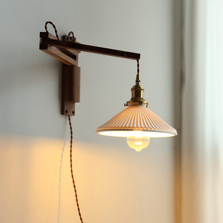 Conical Folding Retractable Ceramic Wall Lamp