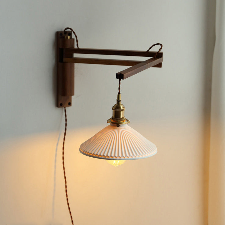 Conical Folding Retractable Ceramic Wall Lamp