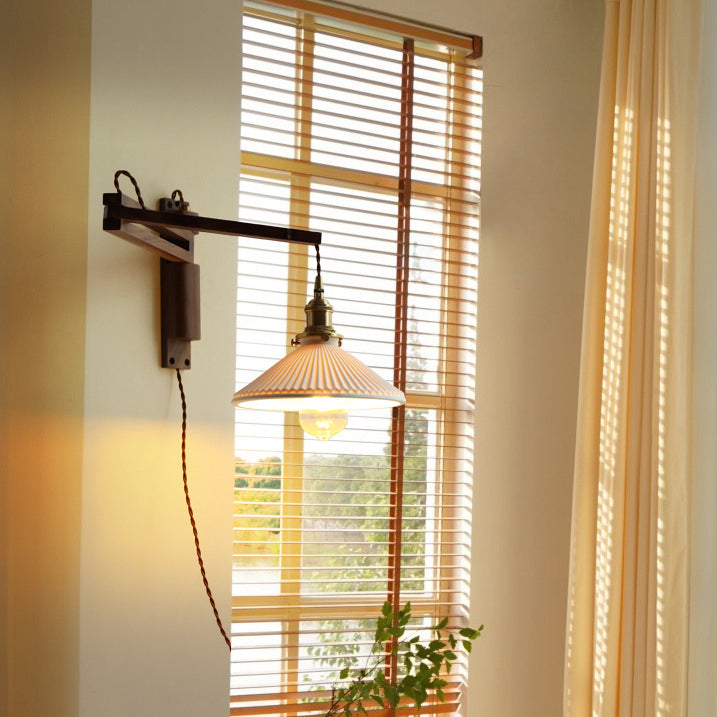 Conical Folding Retractable Ceramic Wall Lamp