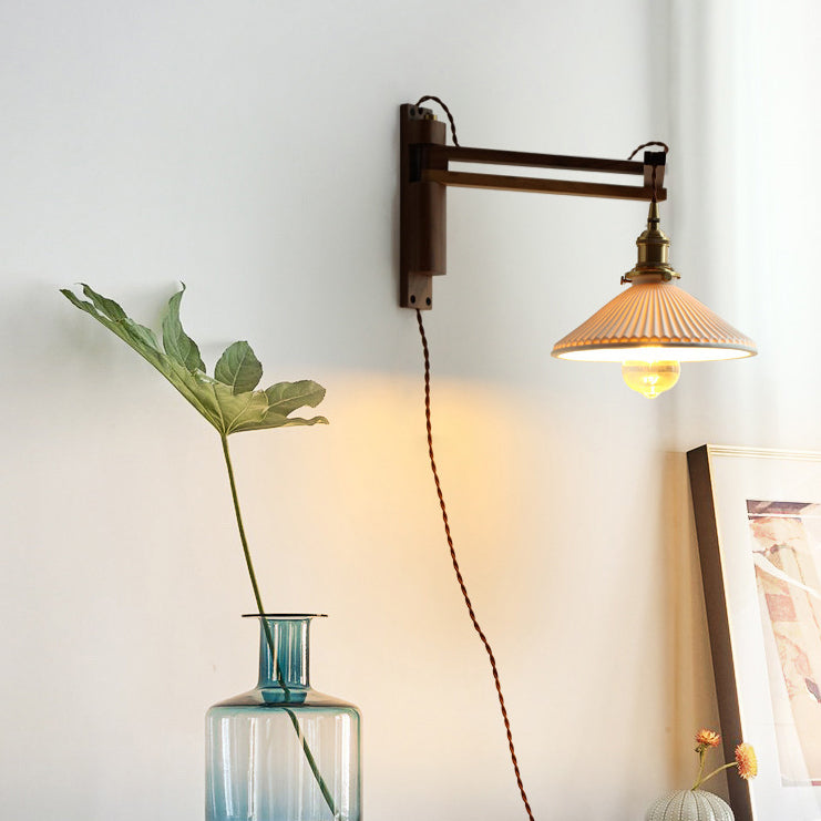 Conical Folding Retractable Ceramic Wall Lamp