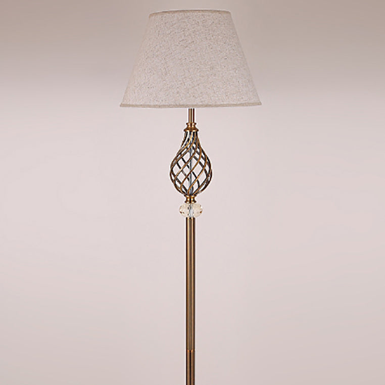 Openwork Round Fabric Crystal Floor Lamp