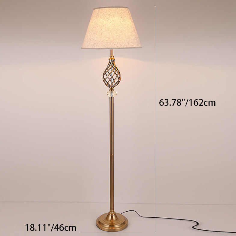 Openwork Round Fabric Crystal Floor Lamp