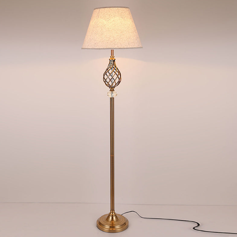 Openwork Round Fabric Crystal Floor Lamp